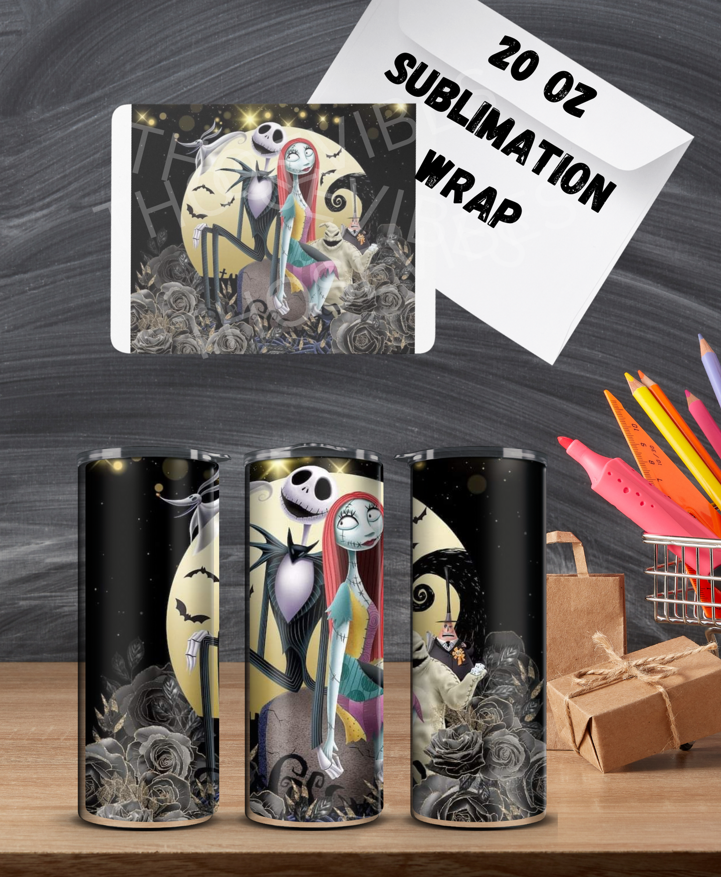 20oz jack & sally moon sublimation wrap