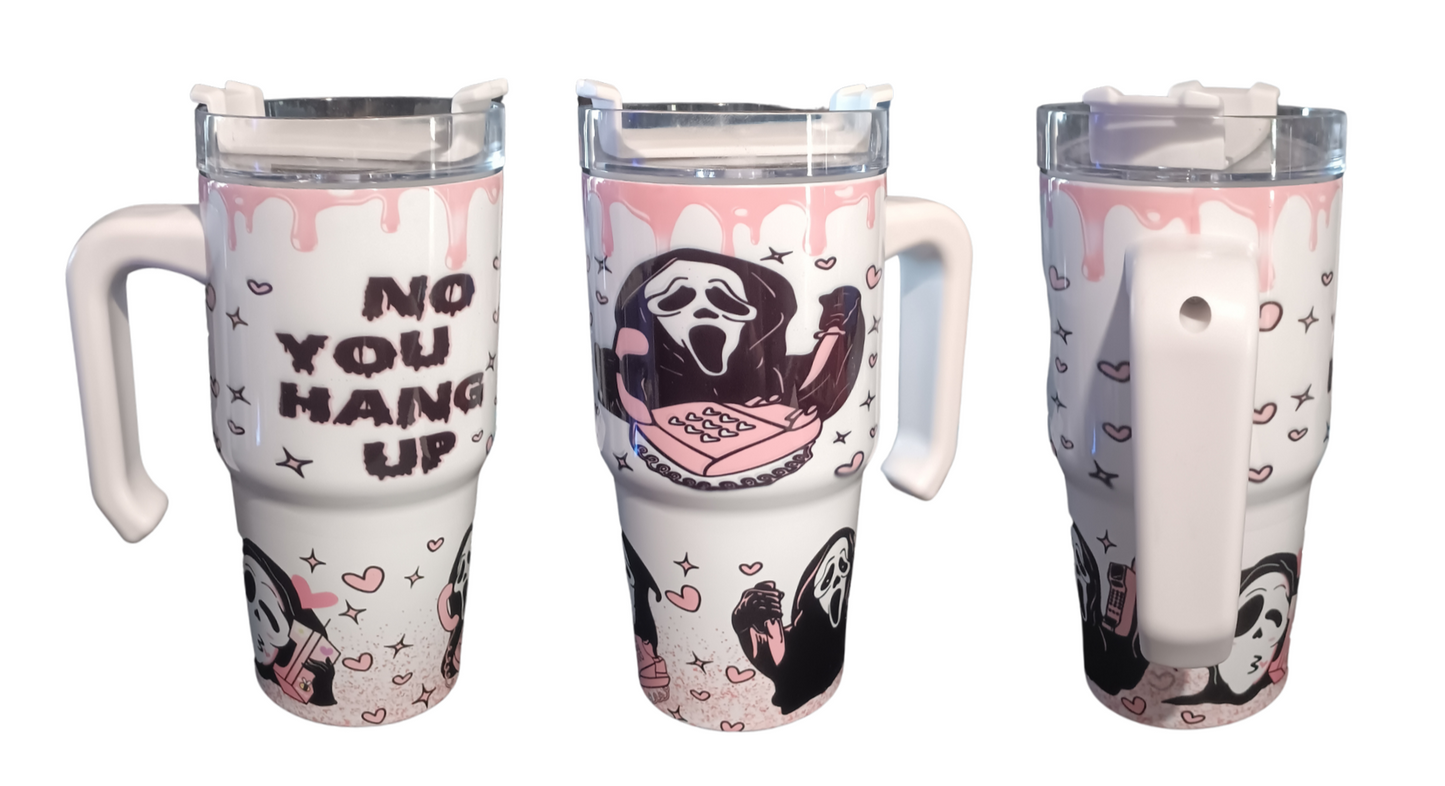 20oz Pink Drip Ghostface Tumbler Mug Dupe