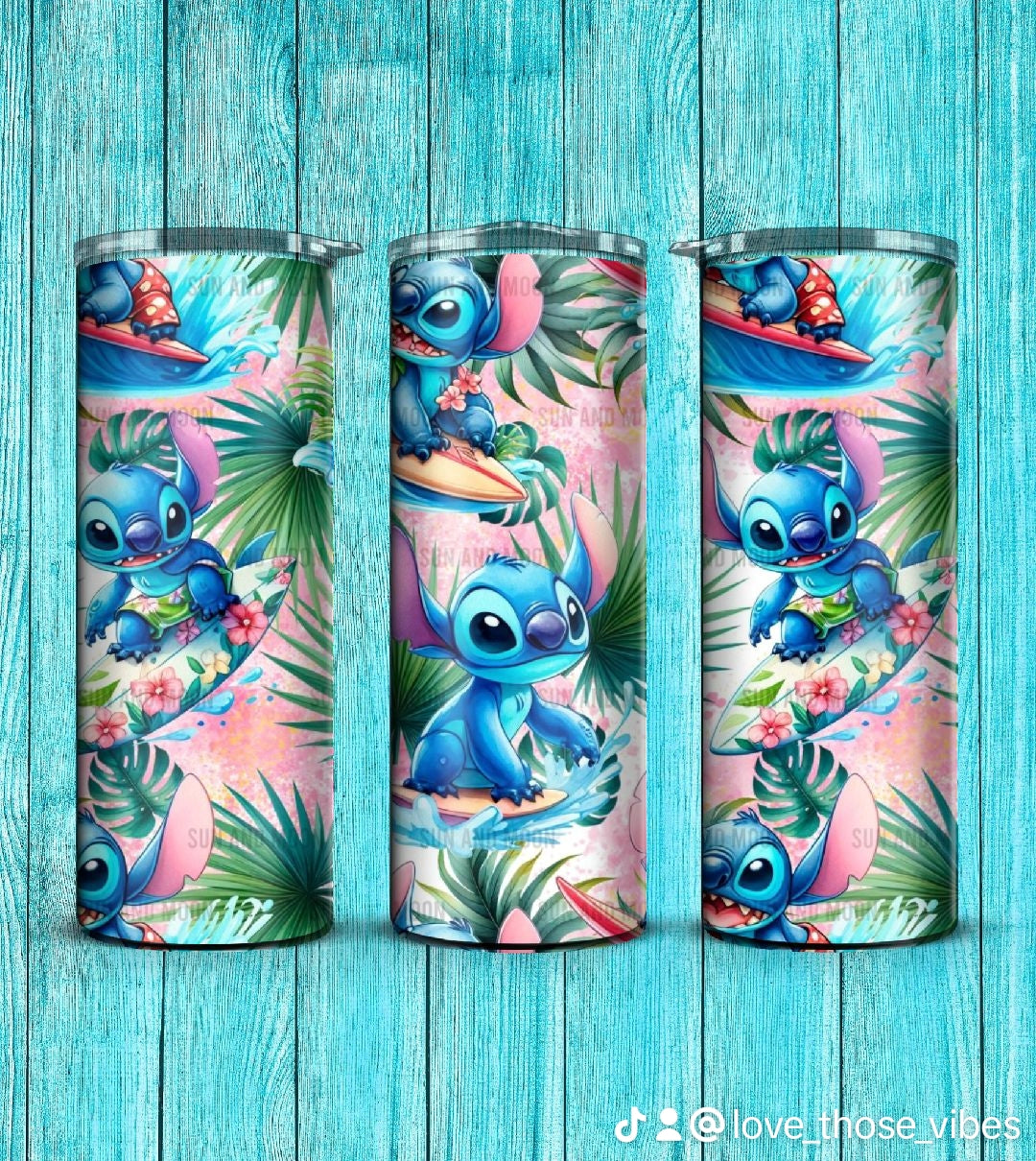 20oz Stitch, Blue Alien and Lilo tumbler