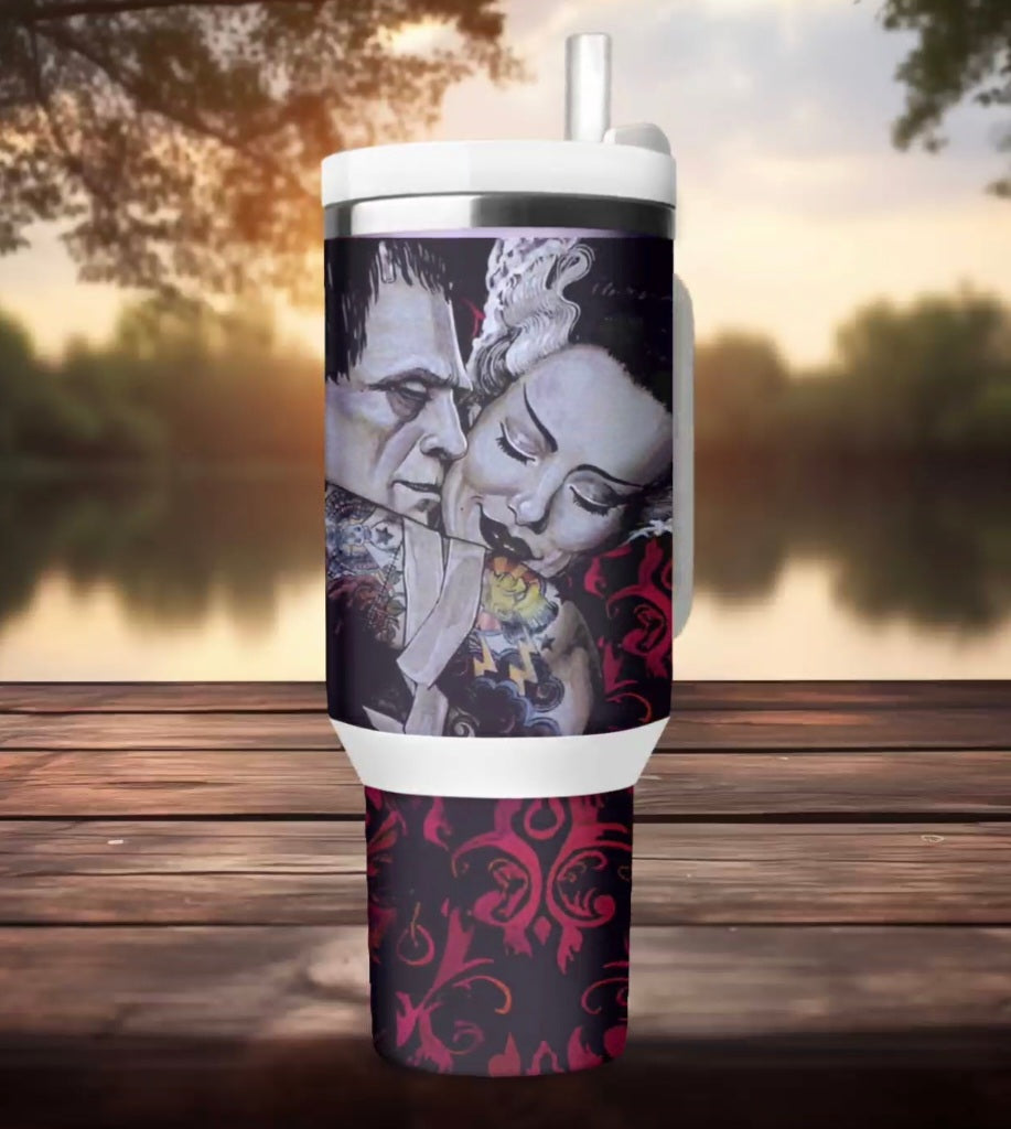 40oz Frankenstein in Love H2.0 Tumbler Dupe