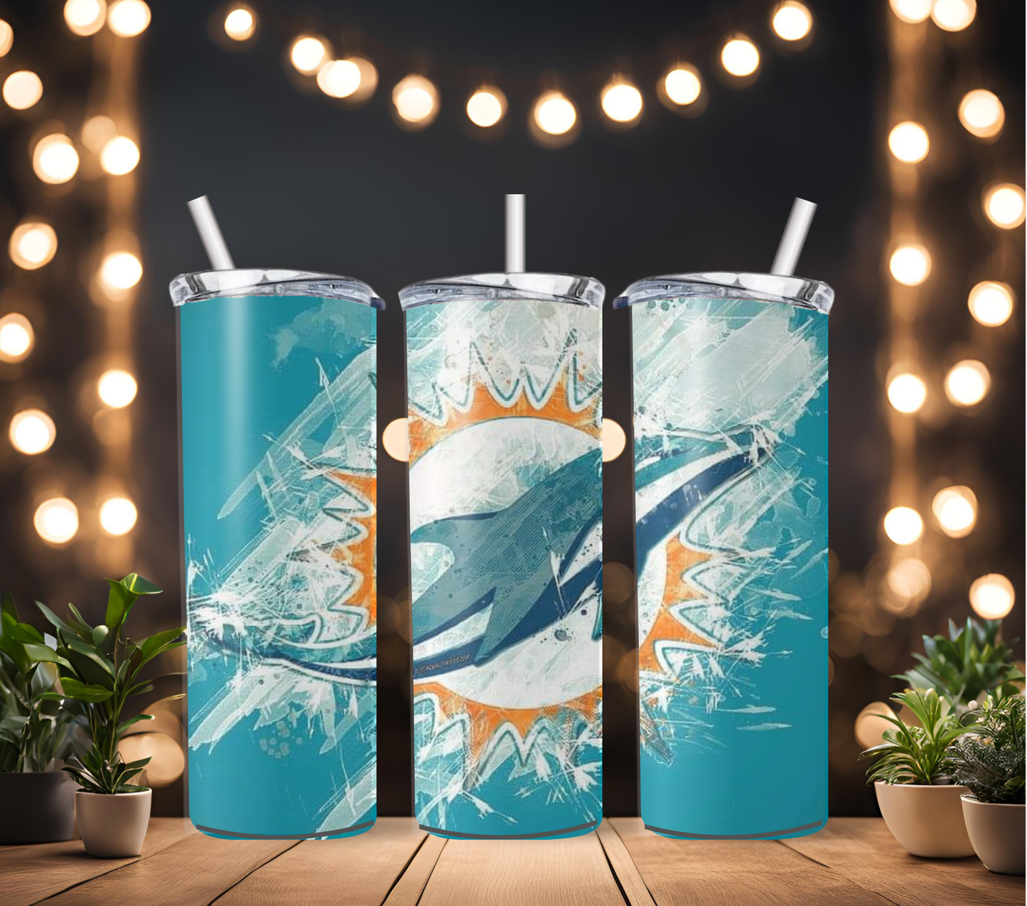 20oz Miami dolphins tumbler dupe