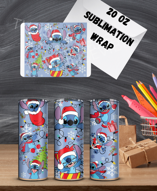 20oz blue alien Christmas sublimation wrap