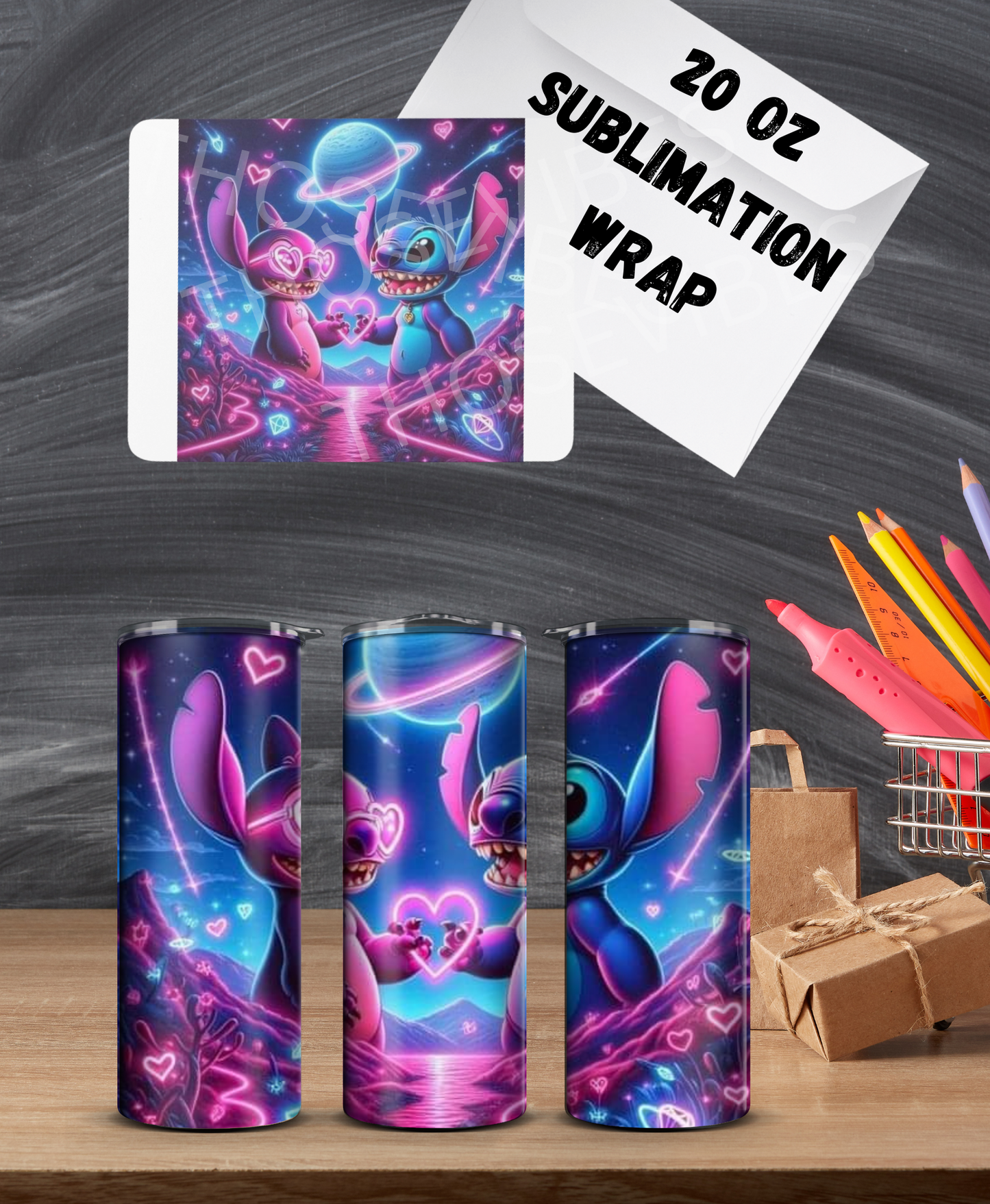 20oz blue Alien n Angel space sublimation wrap