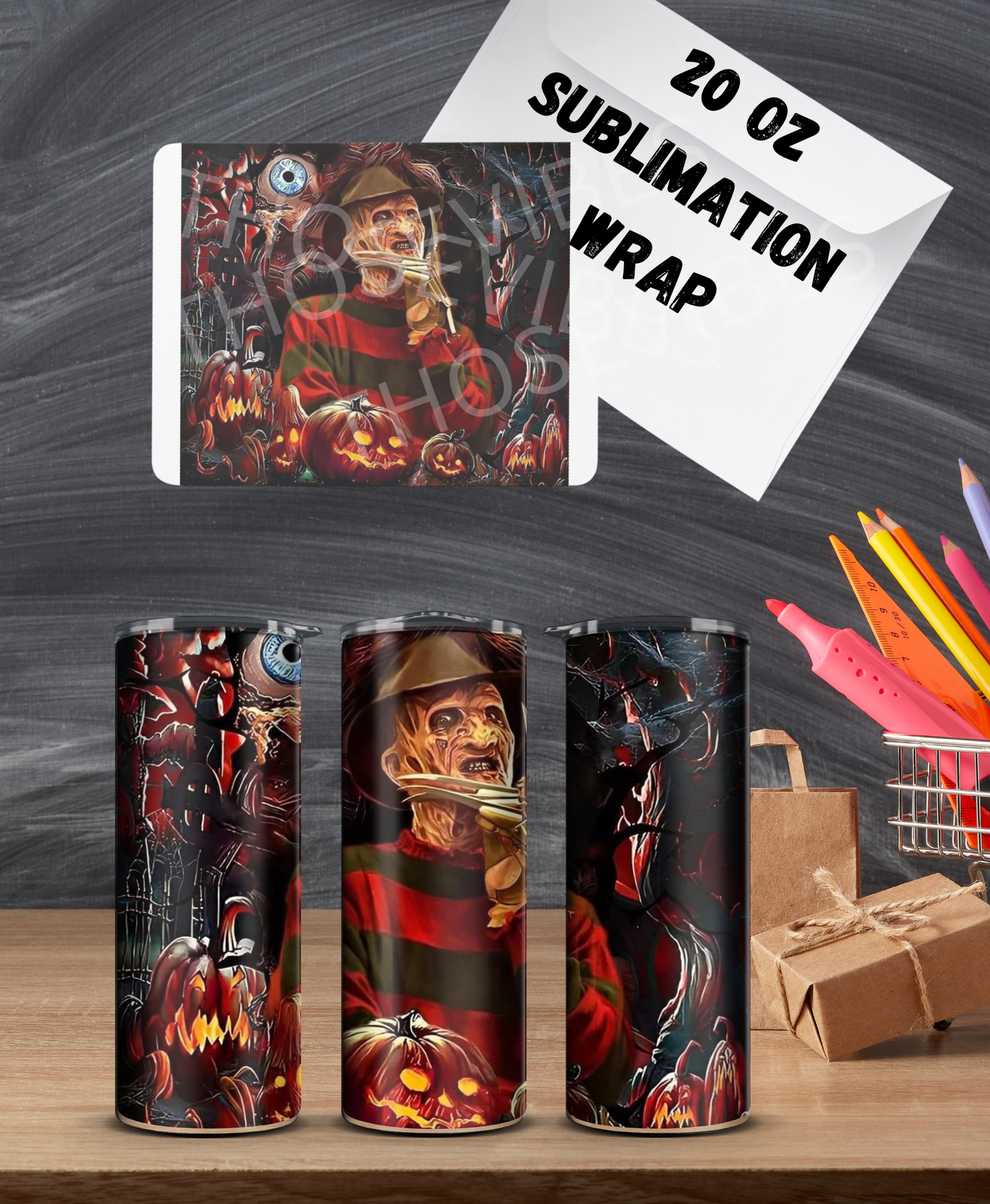 20oz freddy with pumpkins sublimation wrap