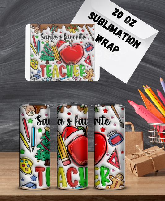 20oz Christmas teacher inflated sublimation wrap