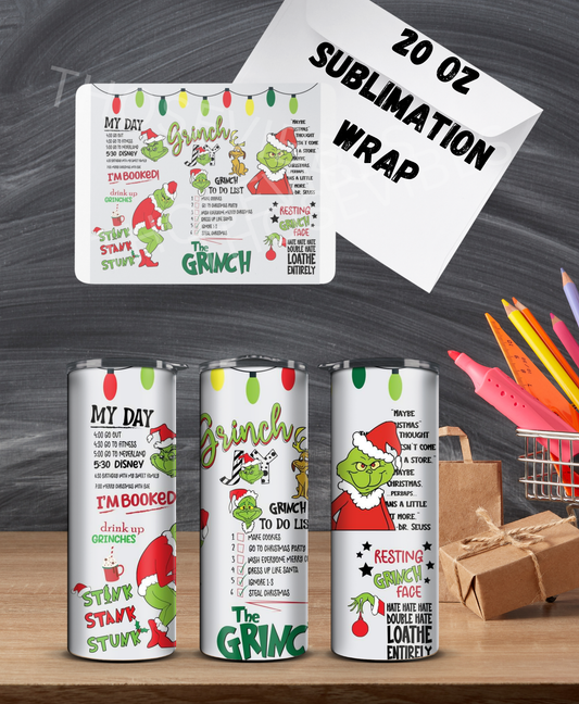 20oz white grinch sublimation wrap