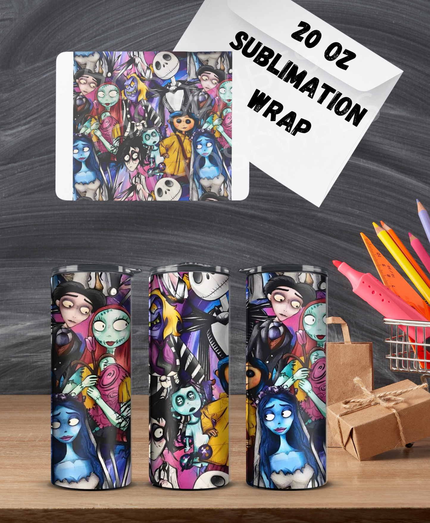 20oz coraline collage sublimation wrap