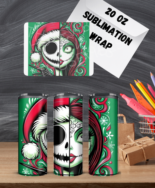 20oz Santa jack & sally sublimation wrap