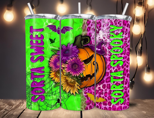 20oz sorta sweet sorta spooky tumbler sublimation wrap